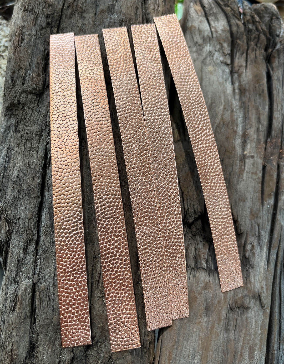 CSP303 = Patterned Copper Strips "Hammered 3" 6" x 1/2"  24ga (Pkg of 5)