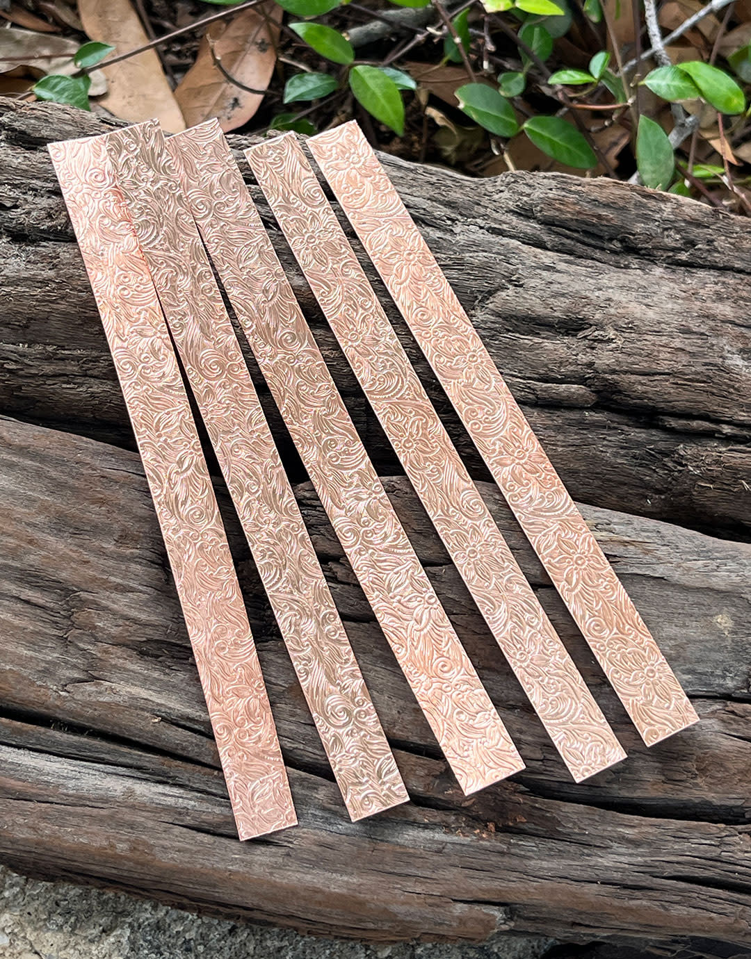 CSP345 = Patterned Copper Strips "Royal Floral" 6" x 1/2"  24ga (Pkg of 5)