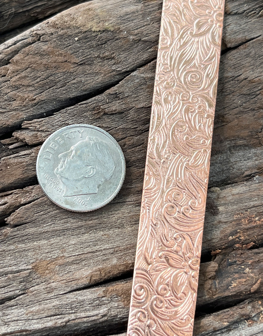 CSP345 = Patterned Copper Strips "Royal Floral" 6" x 1/2"  24ga (Pkg of 5)
