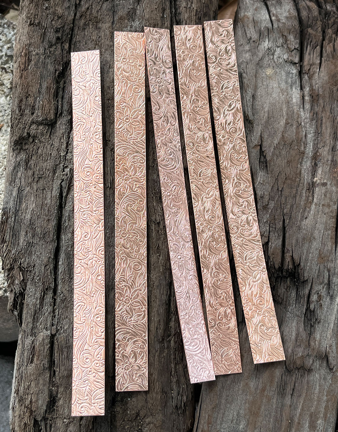 CSP345 = Patterned Copper Strips "Royal Floral" 6" x 1/2"  24ga (Pkg of 5)