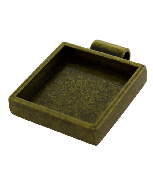 3000GC-42 = Square Pendant 1-1/8''x1-1/8'' ID Antique Gold Color