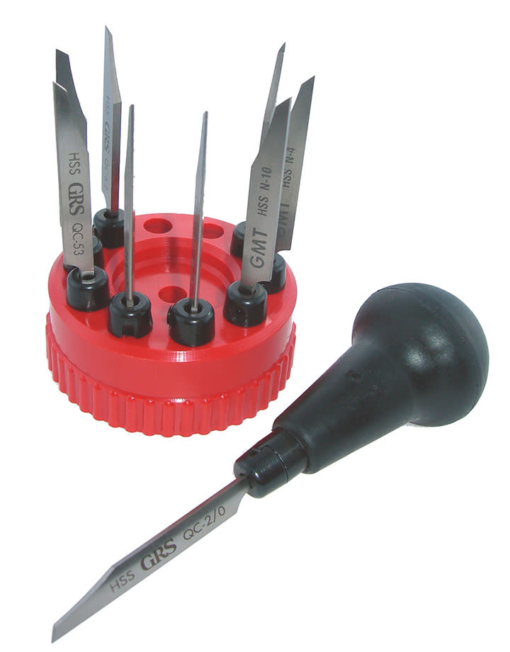 GRS GR2000 = GRS Graver Kit with 9 Gravers and Quickchange Handle