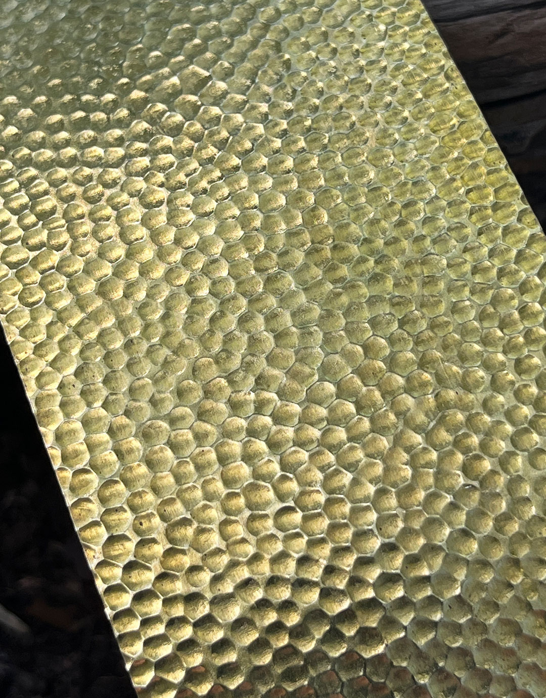 BSP200 "Hammered 0" Patterned Brass Sheet 2-1/2" Wide