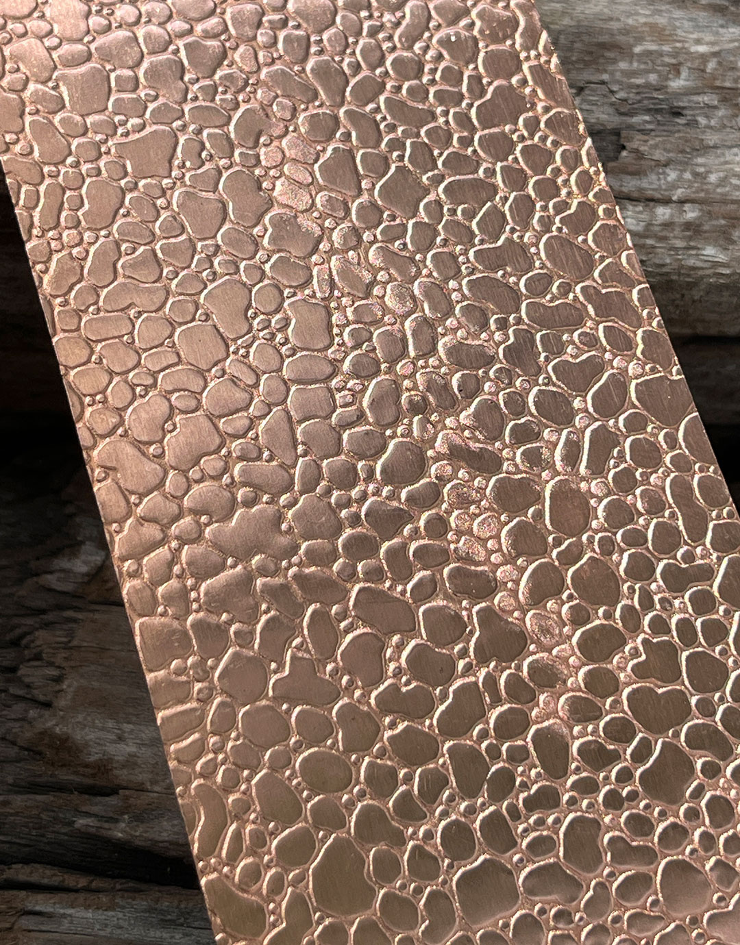 CSP209 "Small & Large Raindrop" Patterned Copper Sheet 2-1/2" Wide