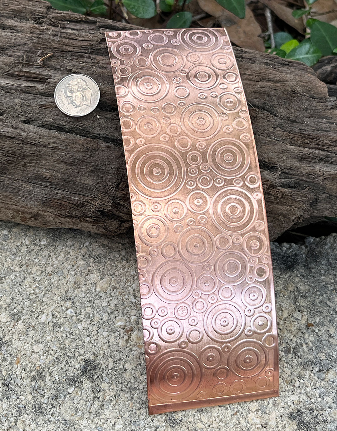 CSP48 = Patterned Copper Sheet ''Bubbles'' 2'' x 6'' (Choose Gauge)