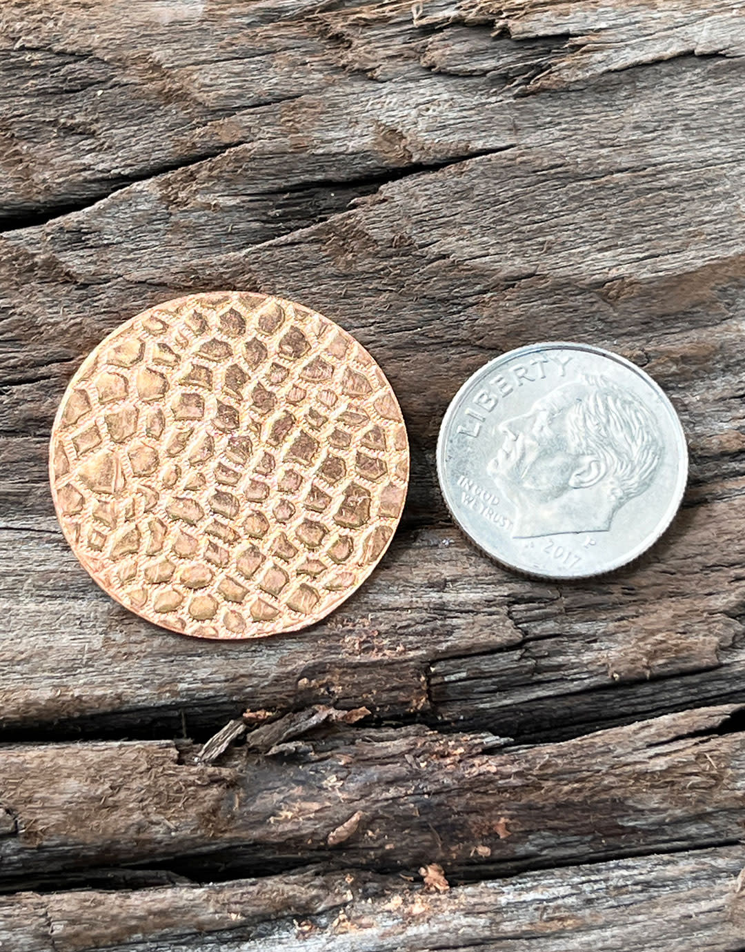 CSP607 = Pattern Copper Disc 1" x 24ga "Stone Driveway" (Pkg/6)