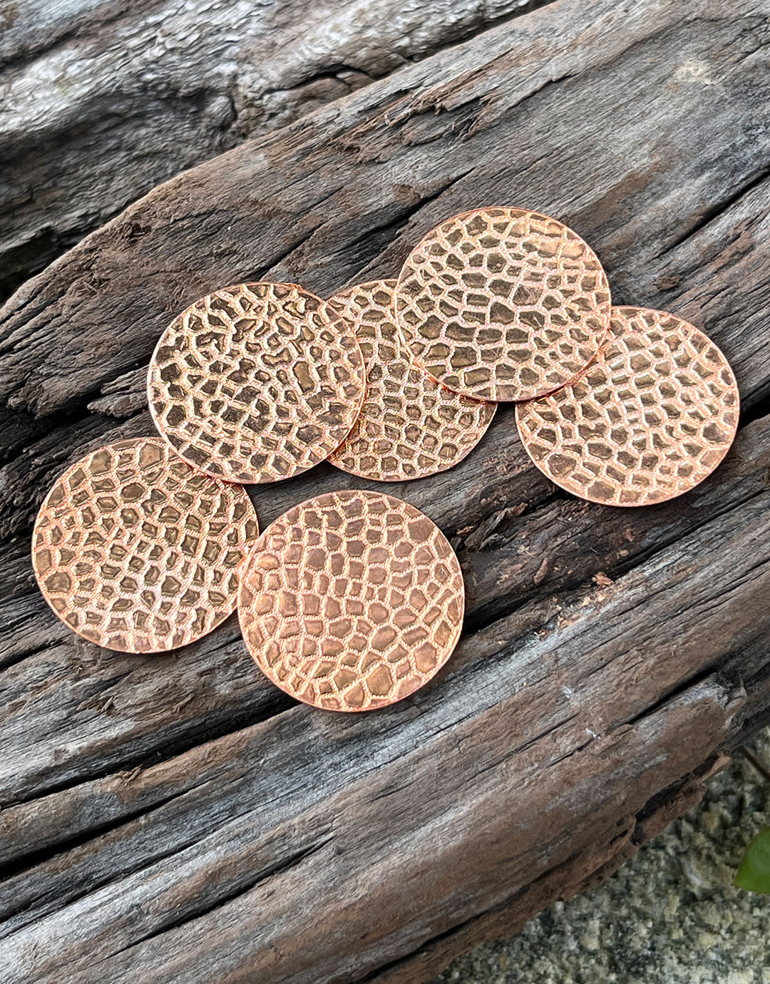 CSP607 = Pattern Copper Disc 1" x 24ga "Stone Driveway" (Pkg/6)