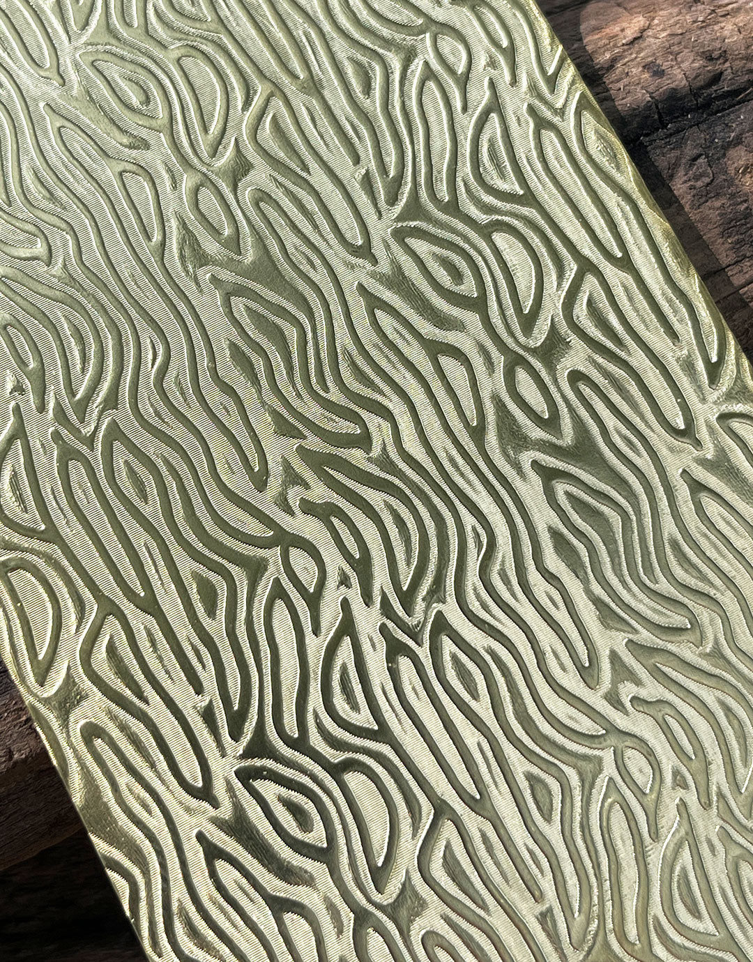 BSP240 "Mega Fingerprint" Patterned Brass Sheet 2-1/2" Wide