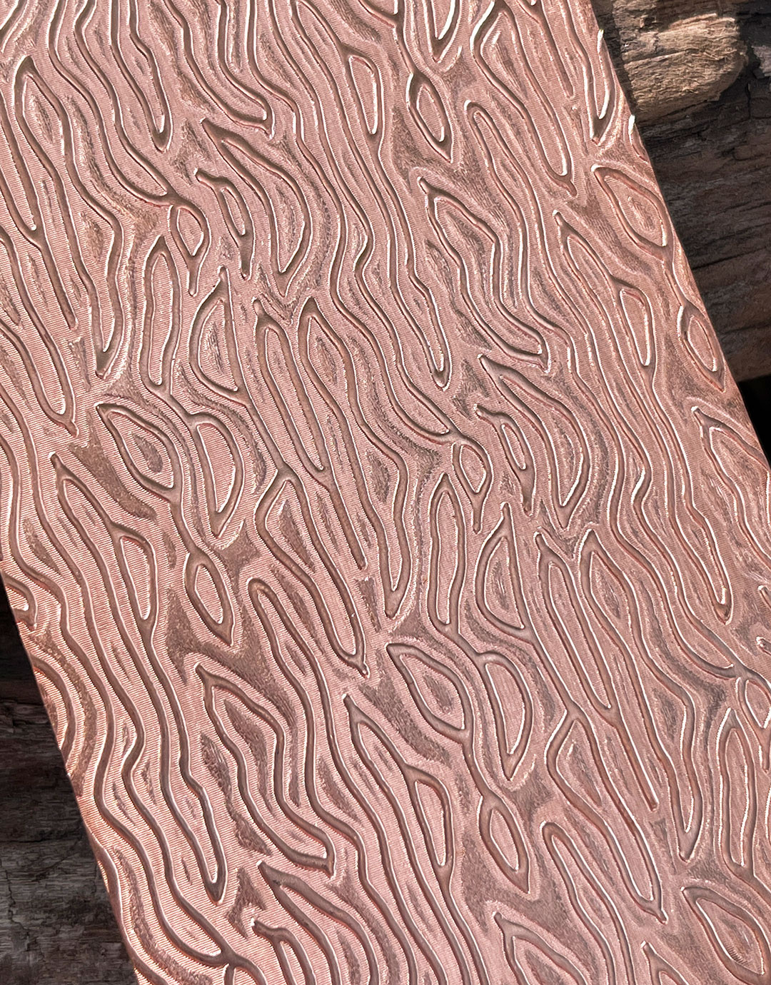 CSP240 "Mega Fingerprint" Patterned Copper Sheet 2-1/2" Wide