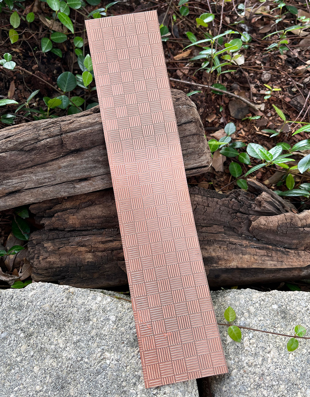 CSP225 "Striped Squares" Patterned Copper Sheet 2-1/2" Wide