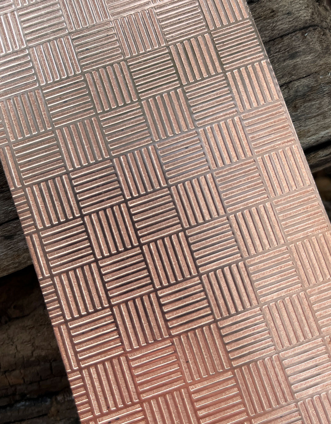 CSP225 "Striped Squares" Patterned Copper Sheet 2-1/2" Wide