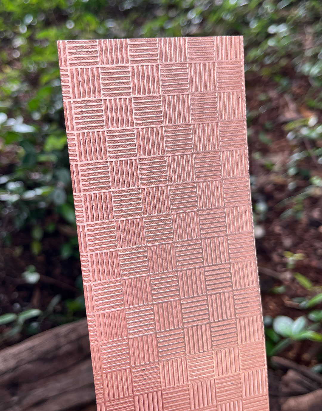 CSP225 "Striped Squares" Patterned Copper Sheet 2-1/2" Wide