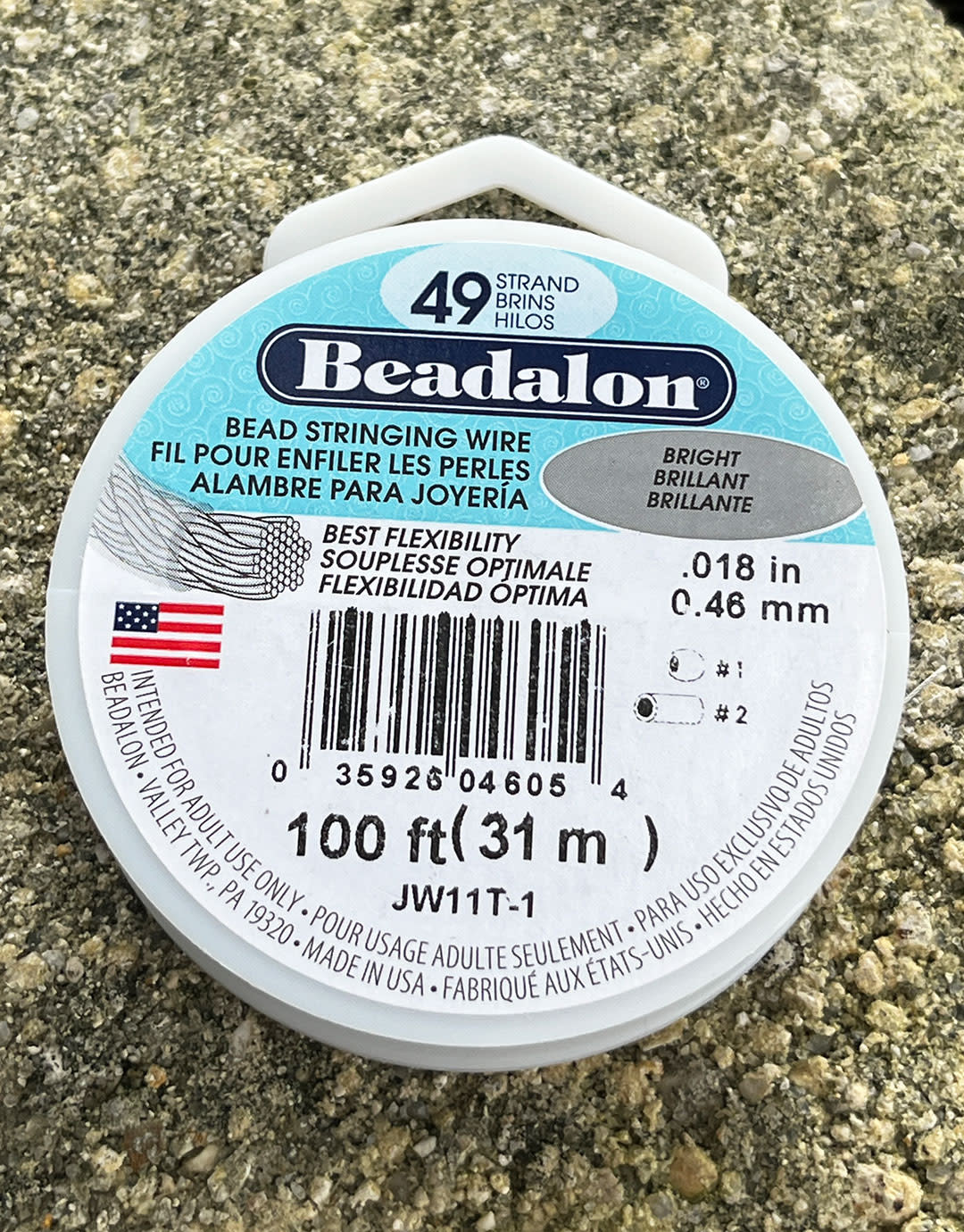 CD44918T-100 = Beadalon 49 Bright .018''  100ft Spool