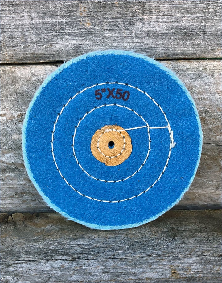BF7345 = Blue Treated Muslin Buff 5" x 50 Ply