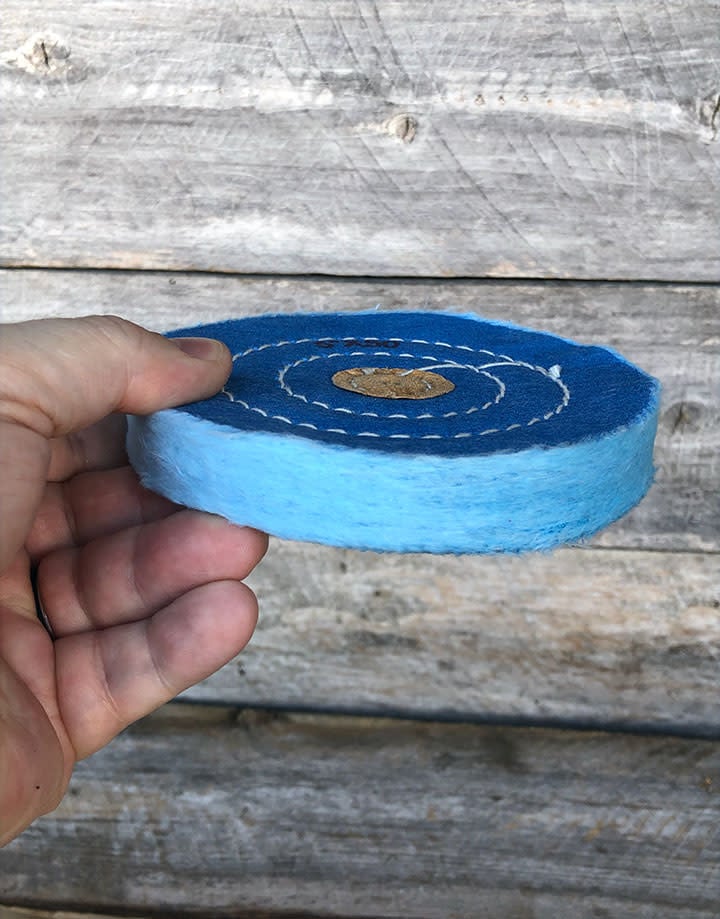 BF7345 = Blue Treated Muslin Buff 5" x 50 Ply