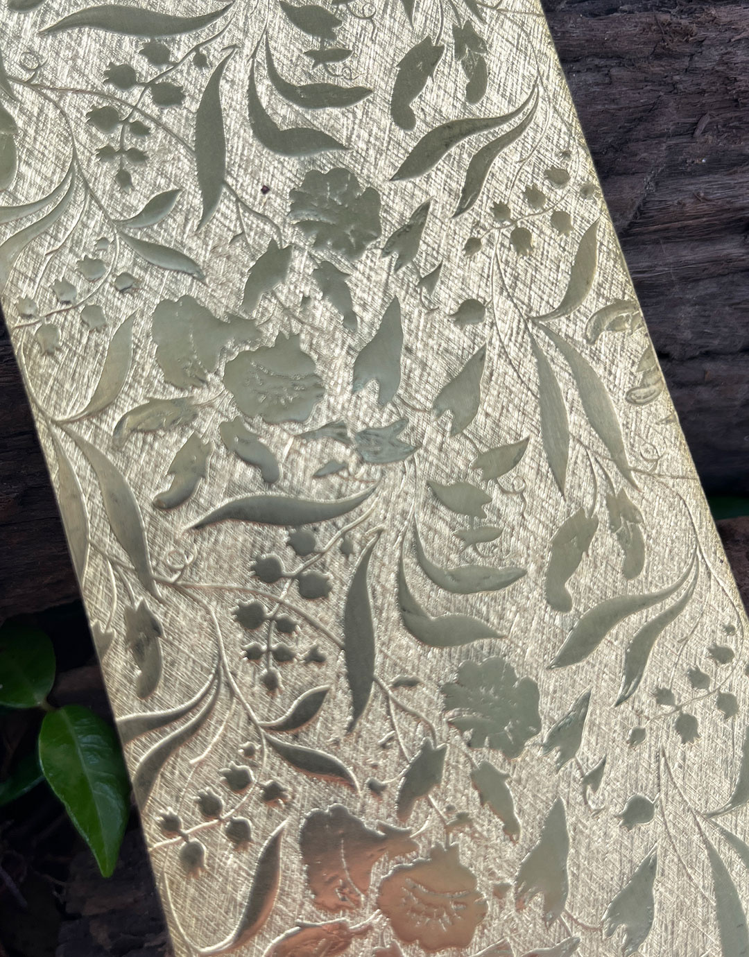 BSP242 "Holiday Floral" Patterned Brass Sheet 2-1/2" Wide
