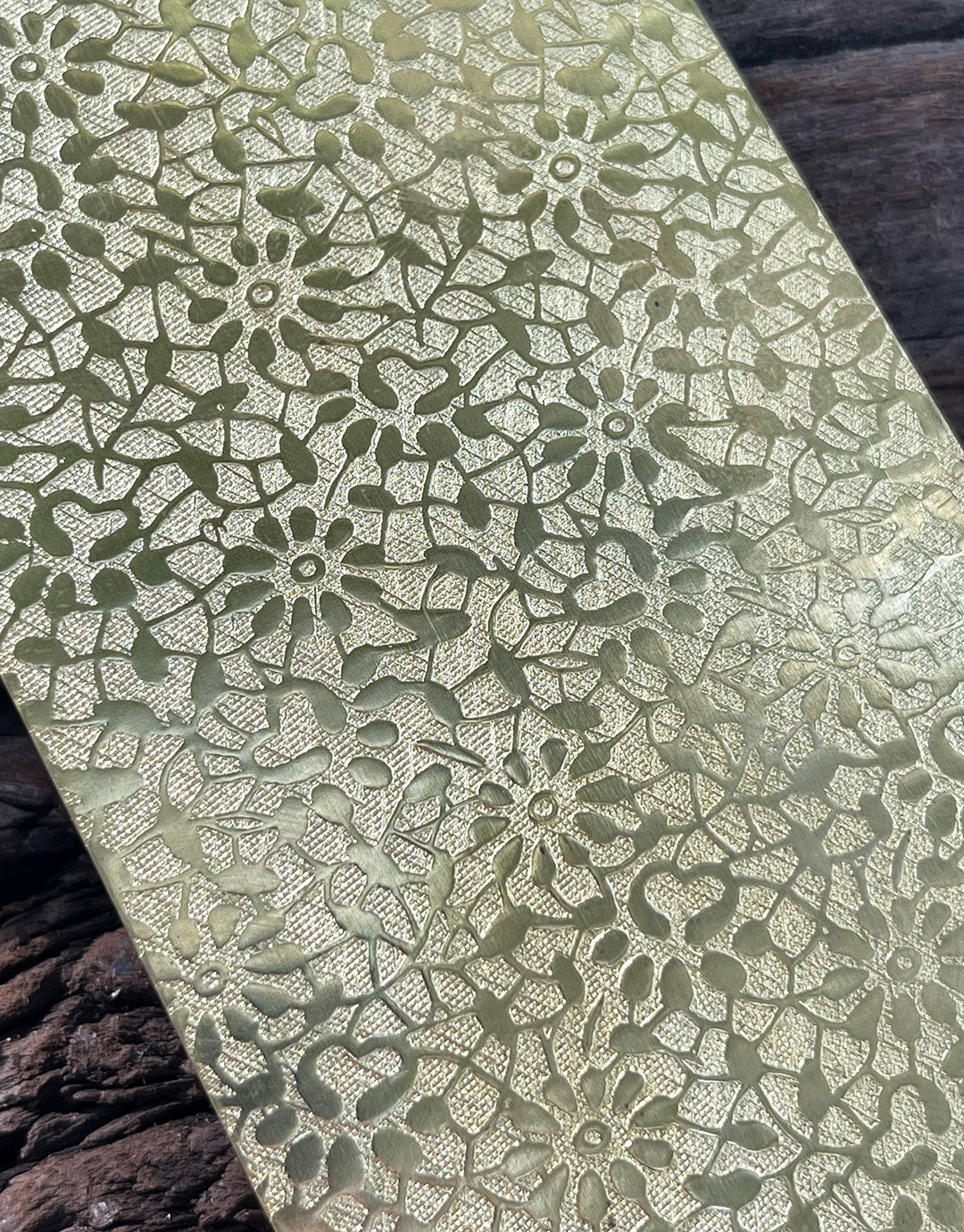BSP246 "Geometric Floral" Patterned Brass Sheet 2-1/2" Wide