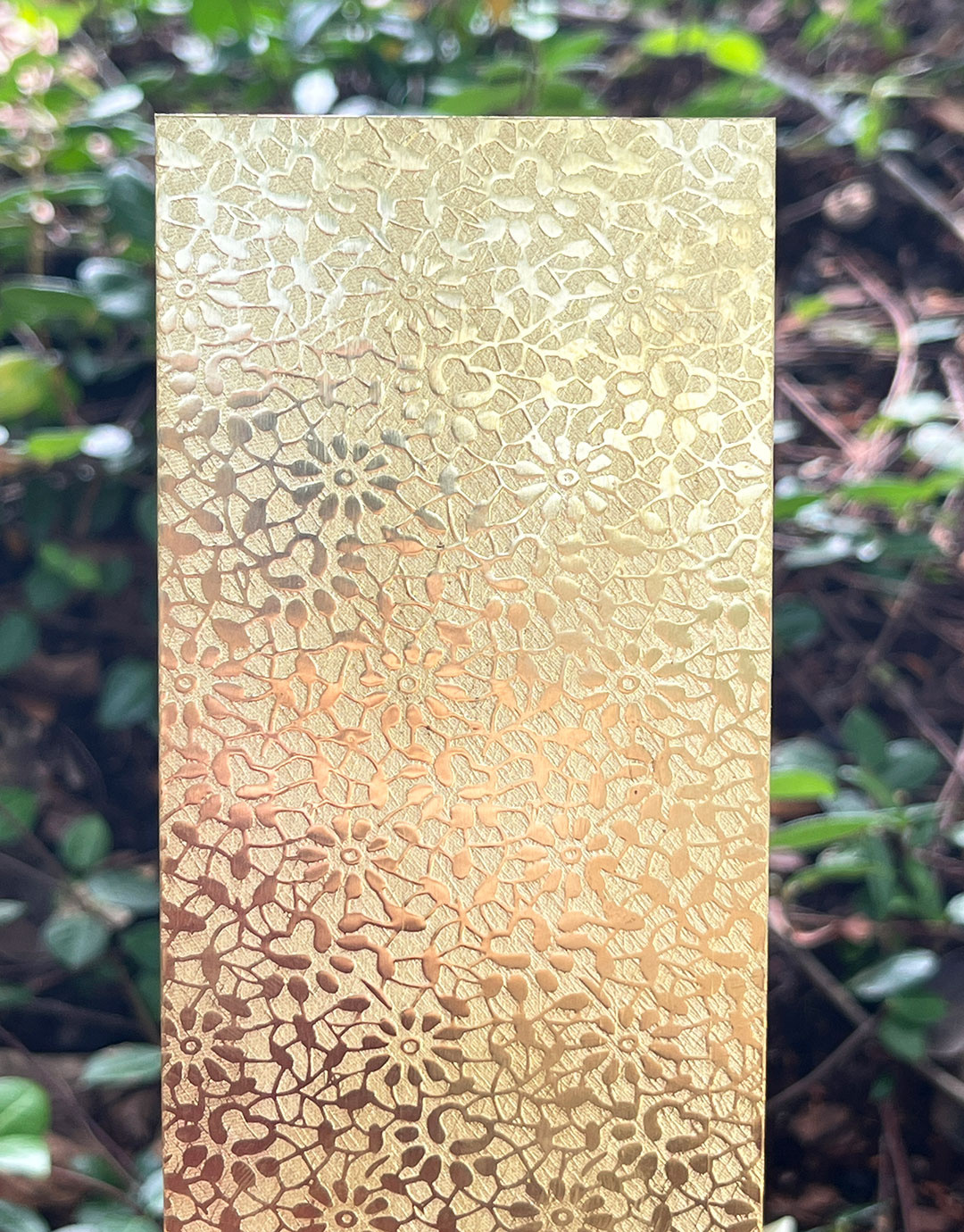 BSP246 "Geometric Floral" Patterned Brass Sheet 2-1/2" Wide
