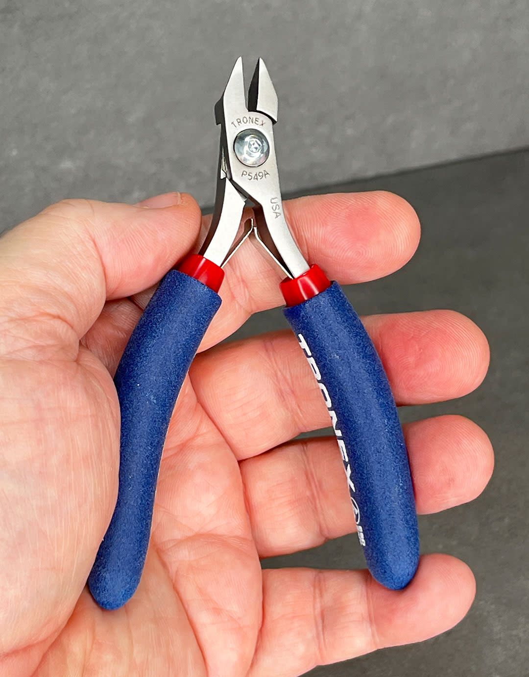 Tronex PL30549A = Tronex 549 Medium Angled Stubby Chain Nose Pliers - Short Handle