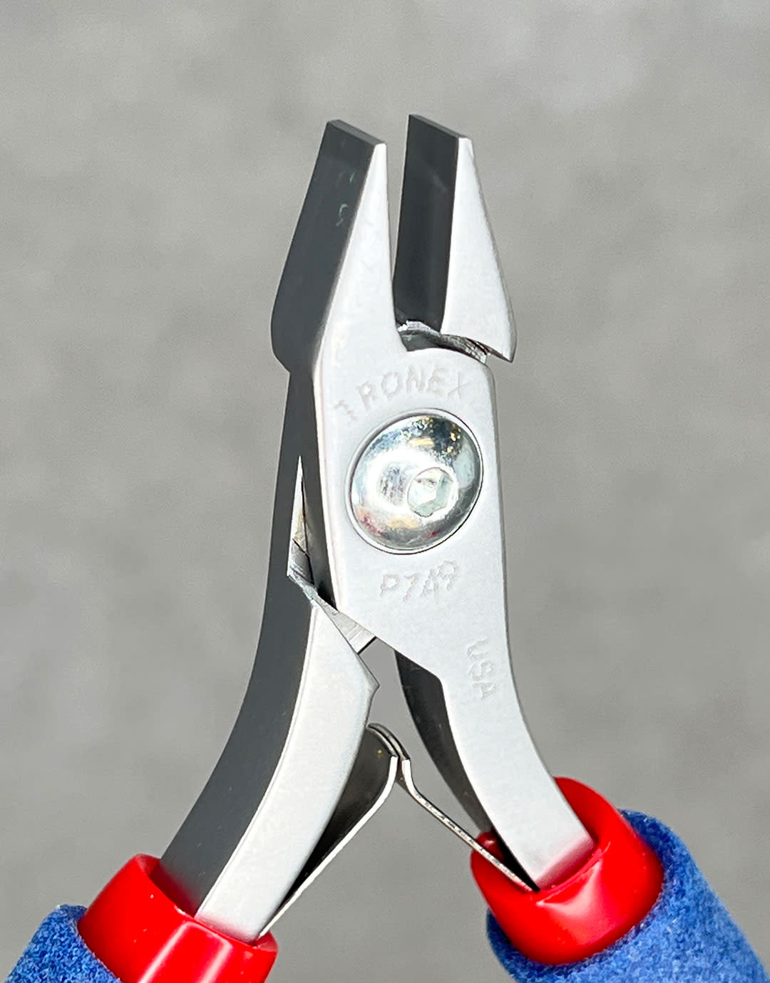 Tronex PL30749A = Tronex 749 Medium Angled Stubby Chain Nose Pliers - Long Handle