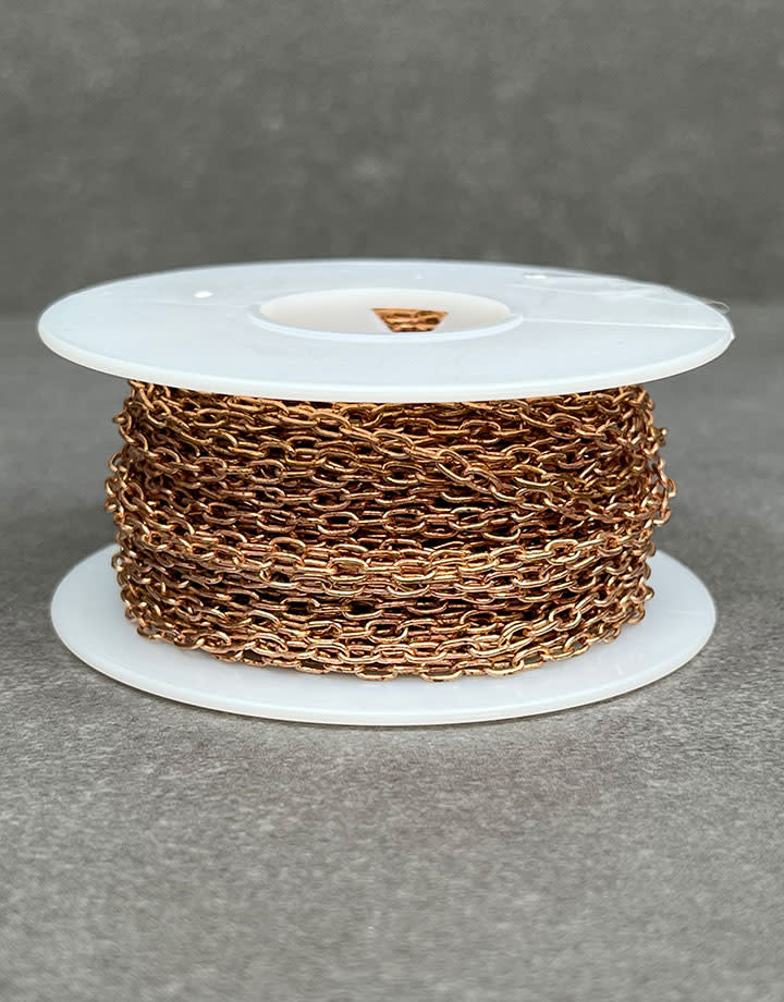 800BR-08 = Brass Oval Cable Chain 2.3mm wide (FOOT)