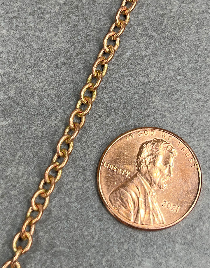800BR-10 = Brass Round Cable Chain 3.6mm wide (FOOT)