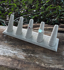 DRG7245 = Grey Linen Five Ring Finger Display 8'' x 2-1/2'' x 2-1/8''H