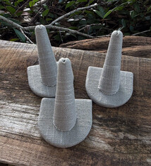 DRG7239 = Grey Linen Single Ring Finger Display 1/2 Round Base 2-1/8'' x 2-1/2'' x 2-1/8H'' (Pkg of 3)