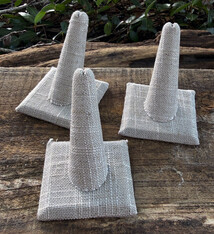 DRG7241 = Grey Linen Single Ring Finger Display Square Base 2'' x 2-1/2'' x 2-3/8''H (Pkg of 3)