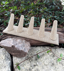 DRG3245 = Burlap Five Ring Finger Display 8'' x 2-1/2'' x 2-1/8''H