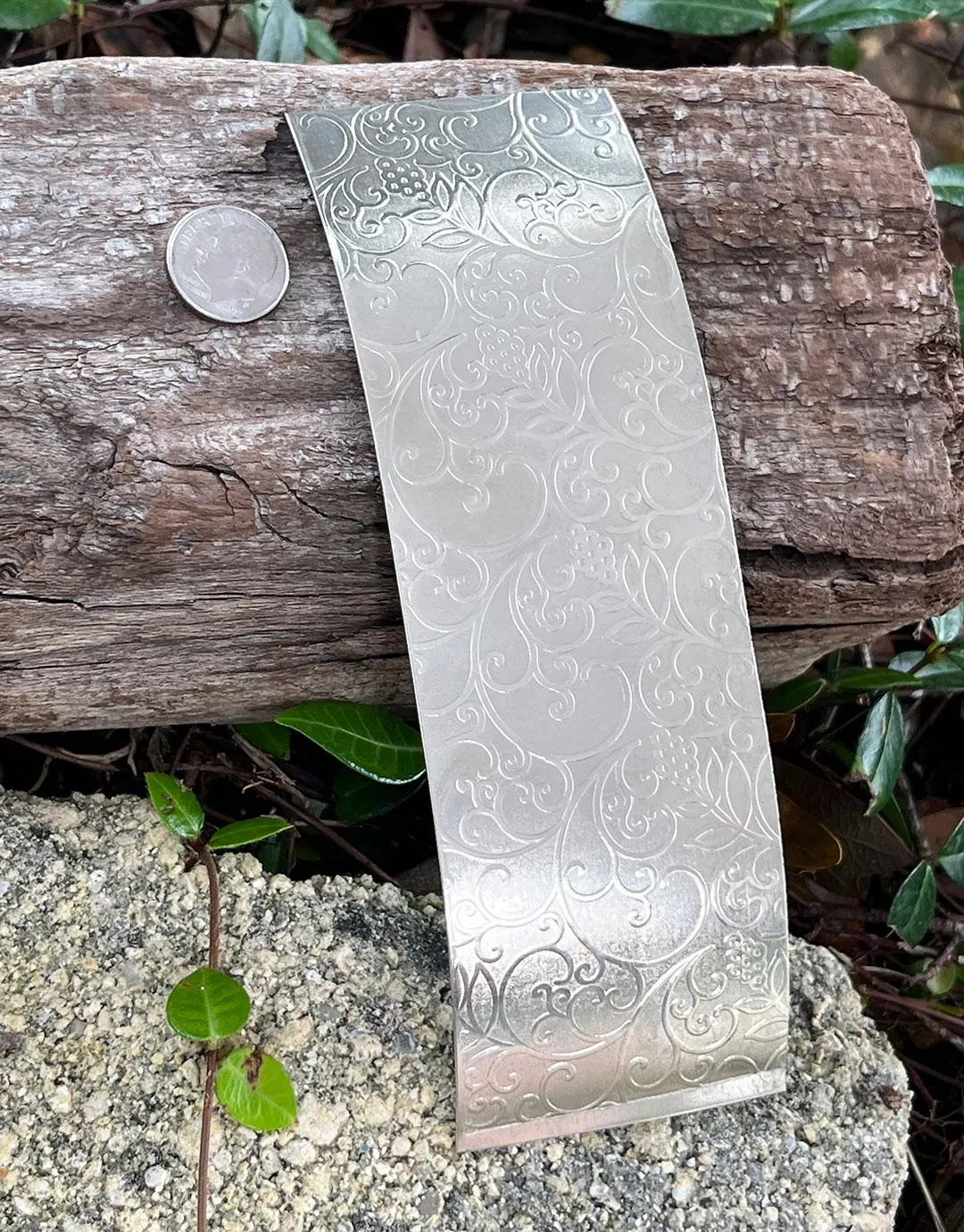 SSP49 = Patterned Sterling Silver Sheet ''Grapevine'' 2'' x 6'' (Choose Gauge)
