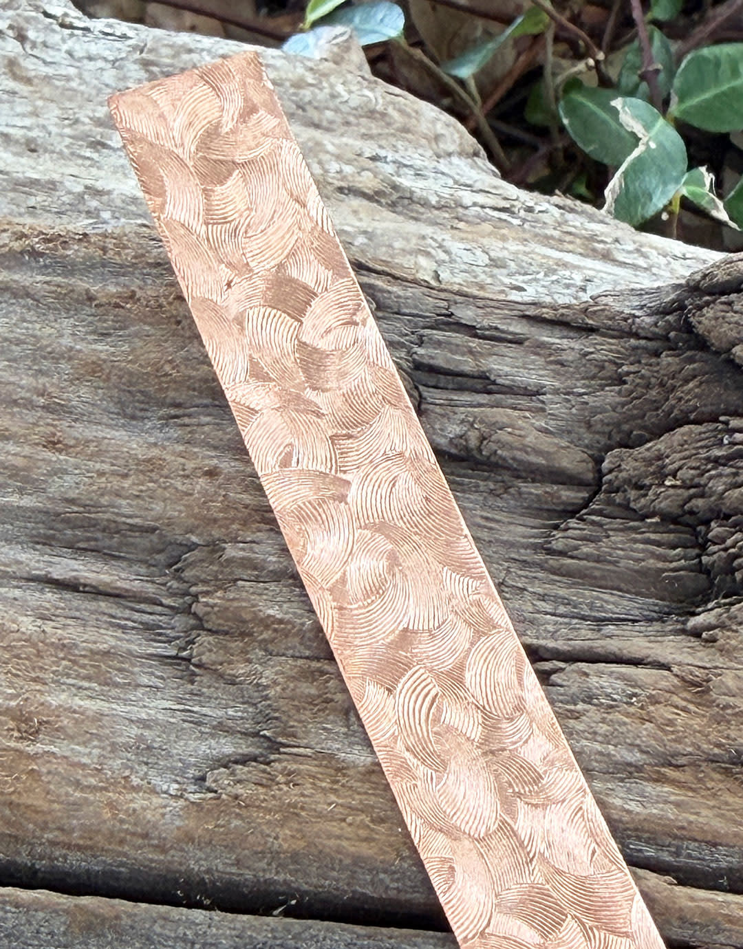 CSP352 = Patterned Copper Strips "curvy" 6" x 1/2"  24ga (Pkg of 5)