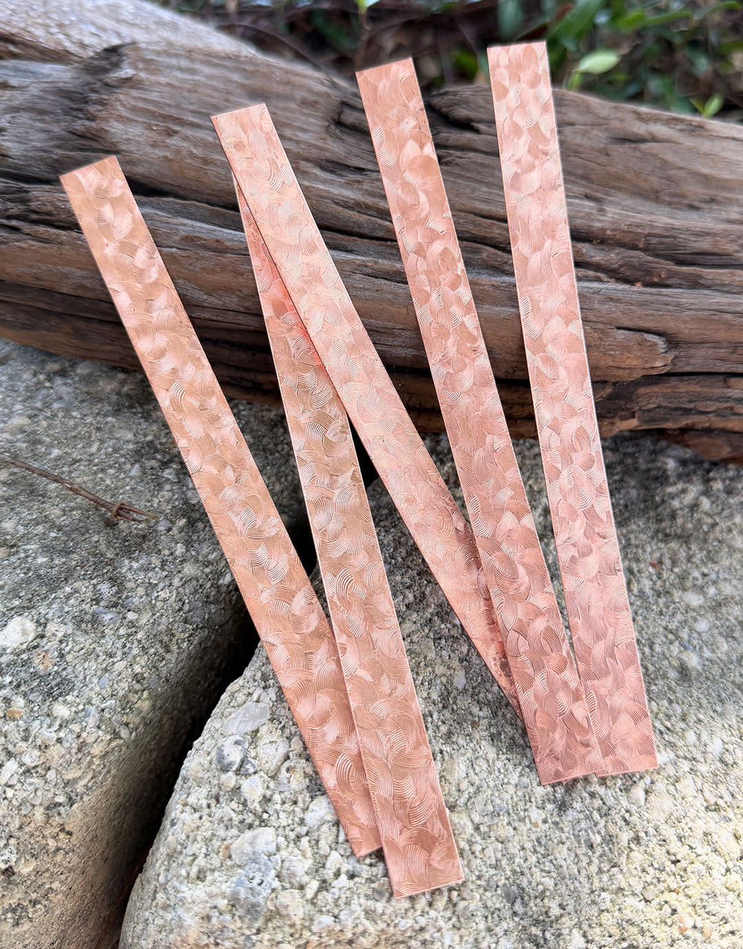 CSP352 = Patterned Copper Strips "curvy" 6" x 1/2"  24ga (Pkg of 5)