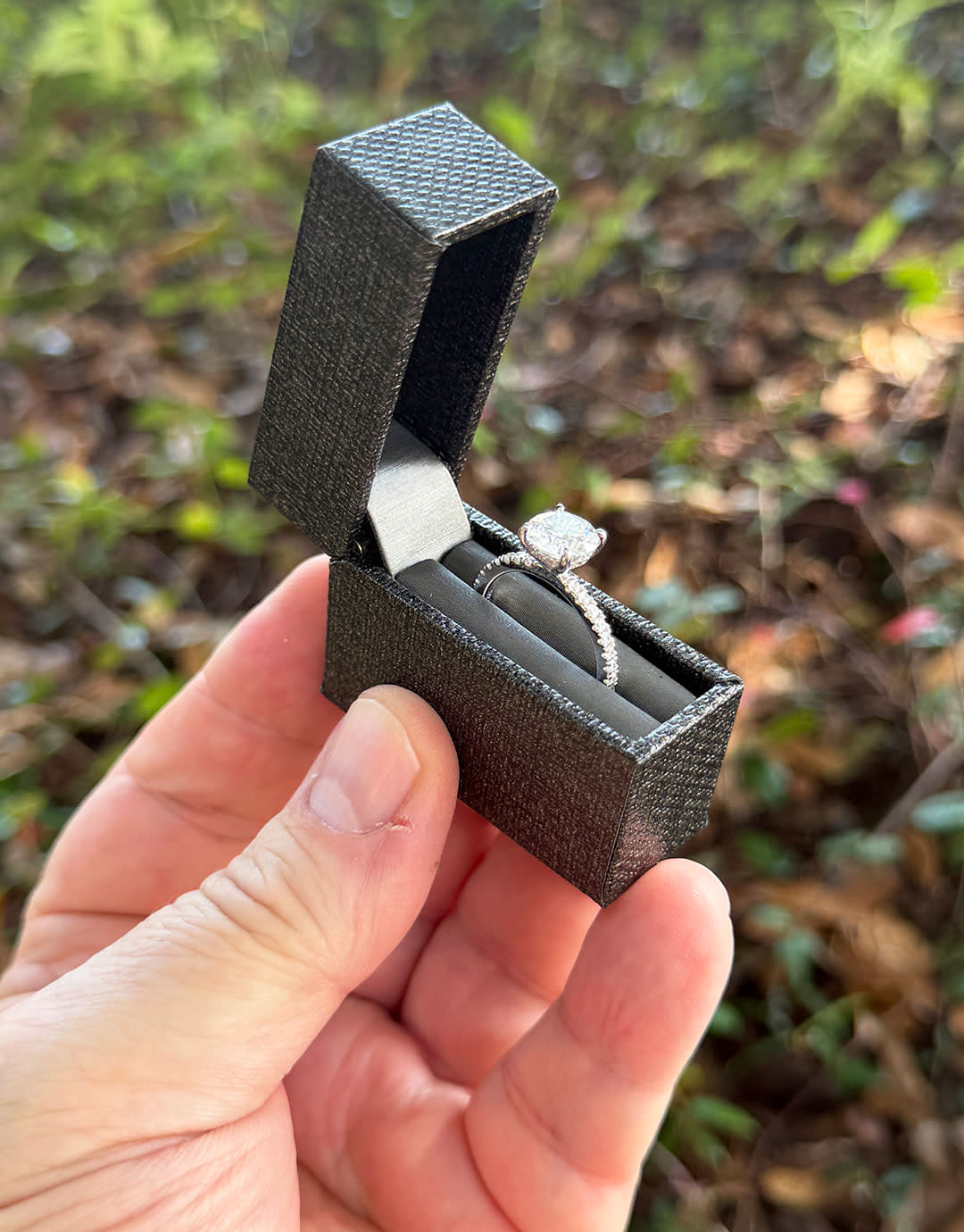 DBX6020 = Mini Proposal Engagement Ring Box Grey/Black