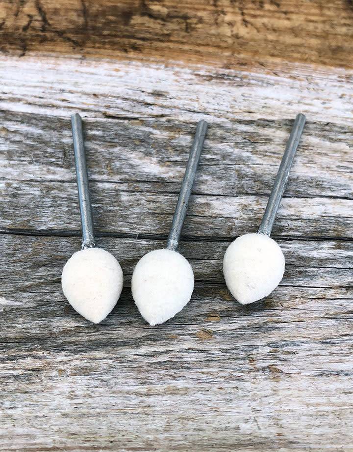 17.123 = Mounted Felt Bud Shape 3/32'' Shank (Pkg of 3)