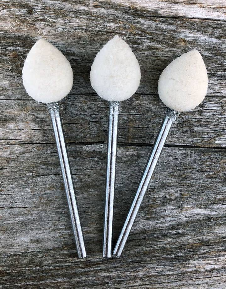 17.123 = Mounted Felt Bud Shape 3/32'' Shank (Pkg of 3)