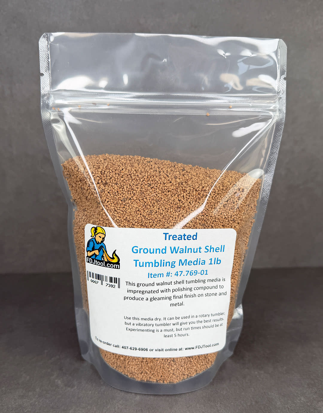 47.769-01 = Treated Ground Walnut Shell Tumbling Media (1lb)