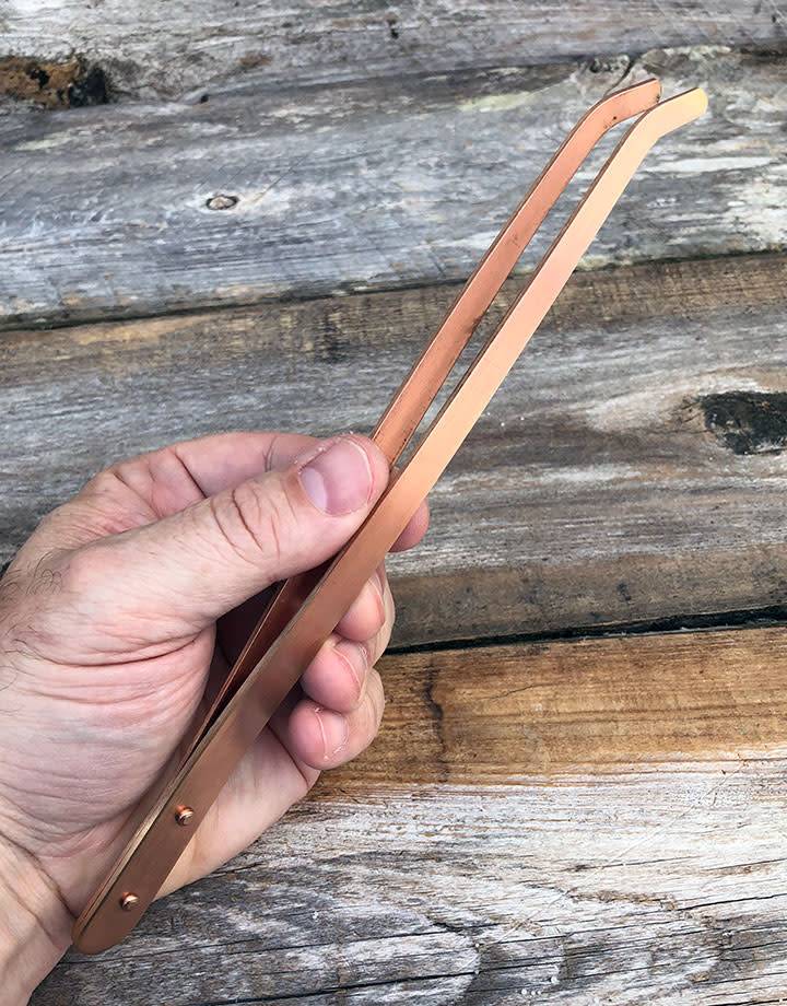 57.052 = Copper Tongs with Curved Tips