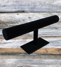 DBR1198 = Light Weight Black Velvet Bracelet T Bar 12''W  x 5'' W