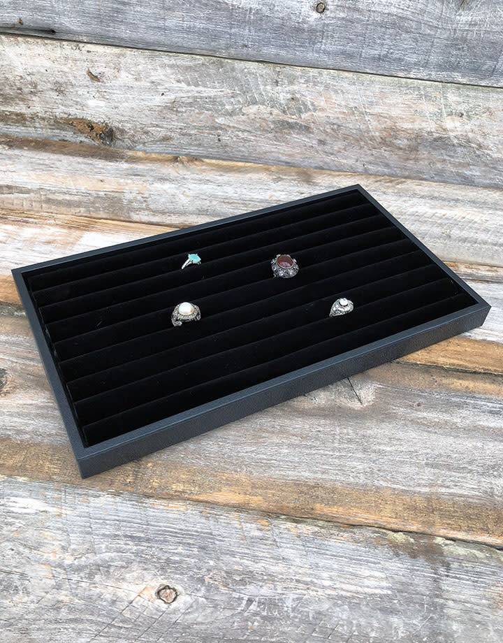 DRG1222 = Black Value Velvet Tray Insert with Continuous Slots for Rings