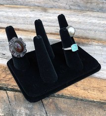 DRG1435 = Black Value Velvet Five Finger Ring Display 5-1/8'' x 3-7/8''