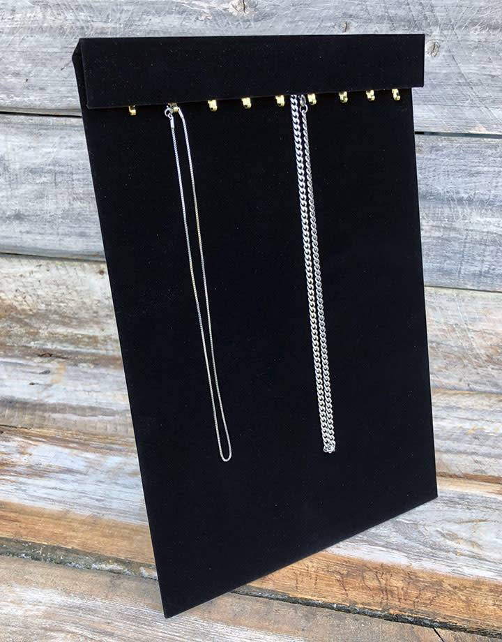 DCH1652 = VELVET NECKLACE & CHAIN EASEL BOARD with 18 HOOKS and COVER FLAP 9-1/2"wX14"h