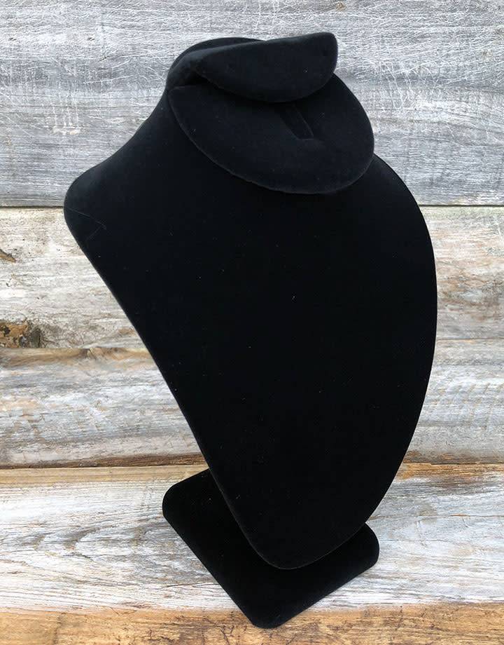 DCH1716 = Black Value Velvet Necklace Bust with Earring Flap & Ring Clip 10''H