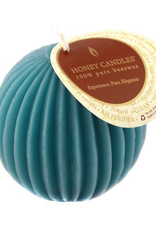 Fluted Beeswax Sphere-Teal