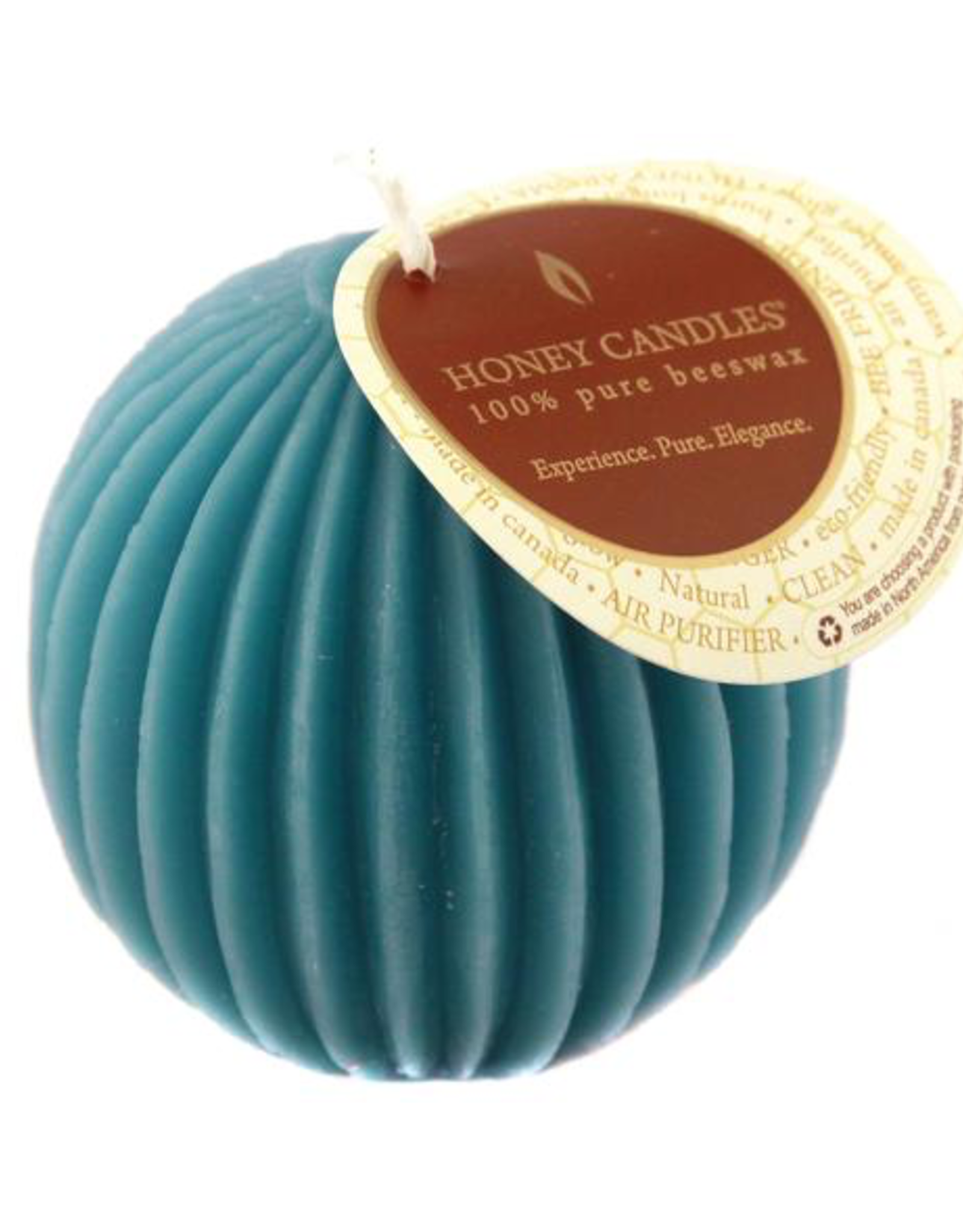 Fluted Beeswax Sphere-Teal