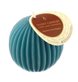Fluted Beeswax Sphere-Teal