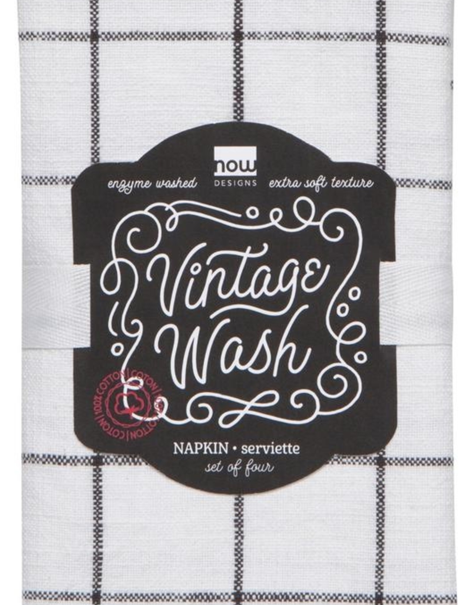 Vintage Wash Napkin-Black Set 4