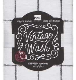Vintage Wash Napkin-Black Set 4