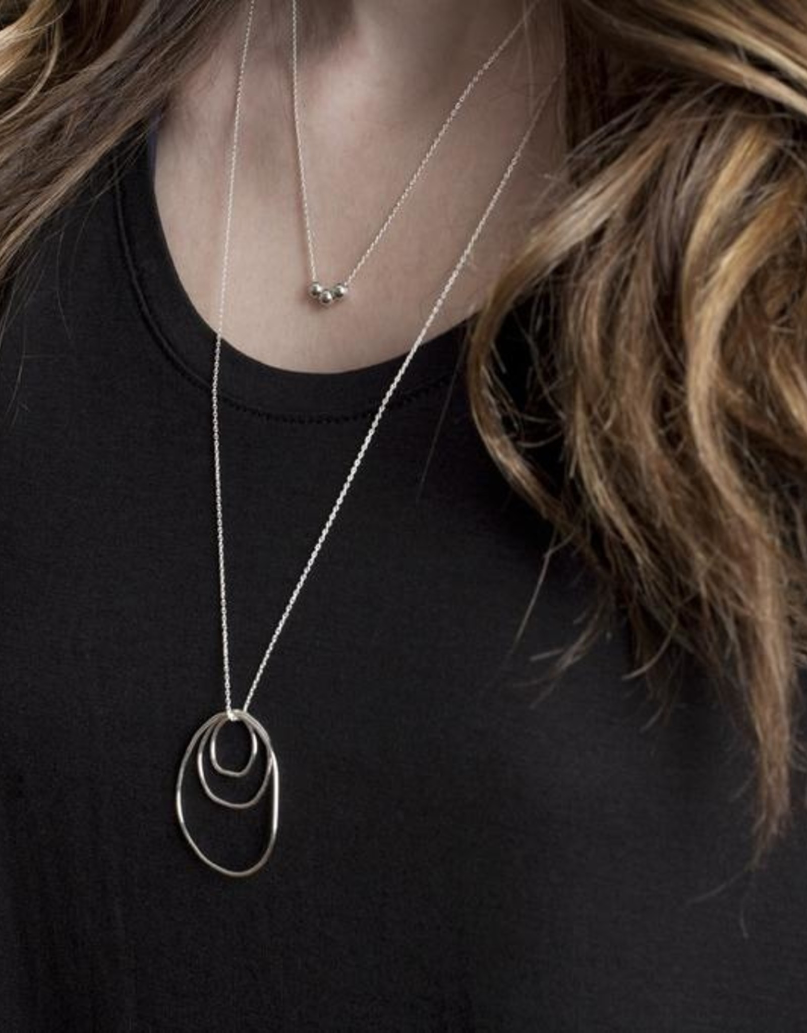 Pebbles Necklace, 26" Sterling Silver