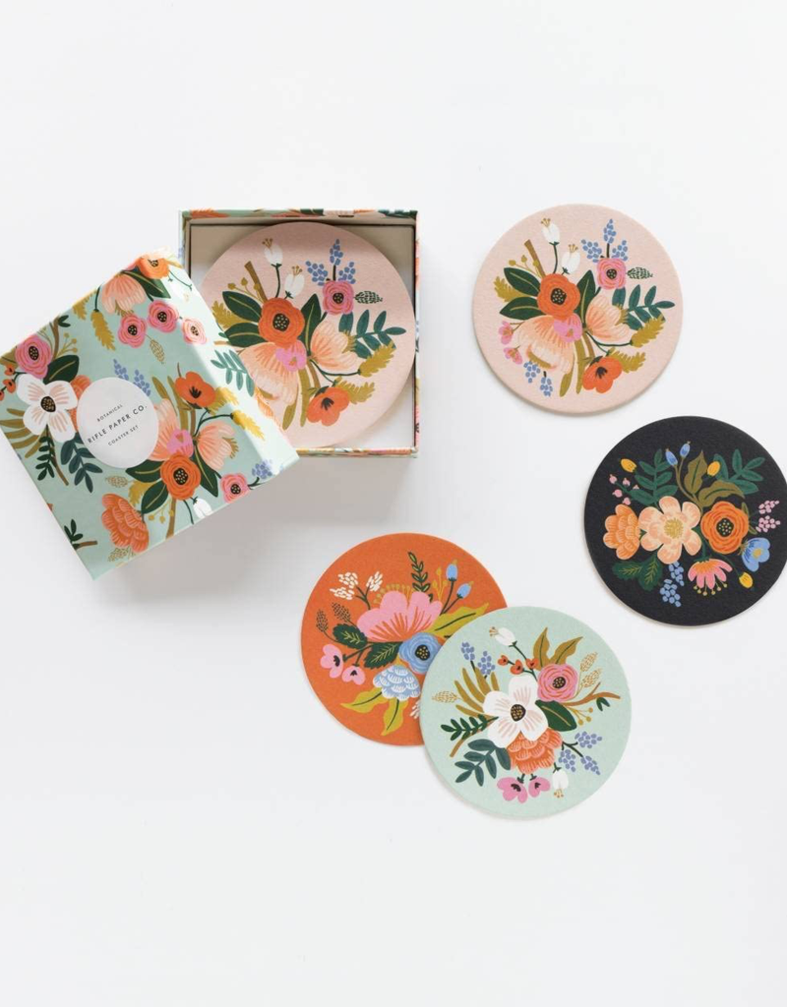 Lively Floral Paper Coaster Set